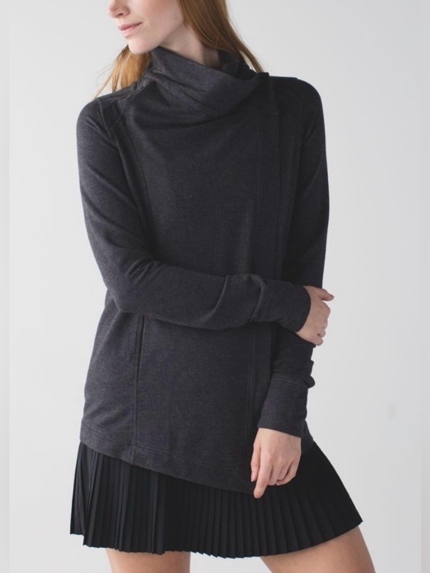 Lululemon Coast Easy Wrap Sweatshirt Zip Jacket Black Lw4aug Athleisure Womens 8